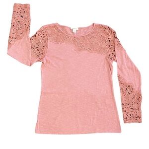 Sundance Pink Lace Long Sleeve Top